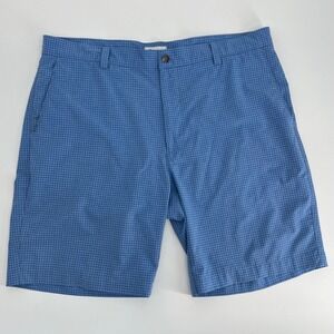 Peter‎ Millar Men's Blue Gingham Pattern Golf Shorts Size 38 Polyester Spandex